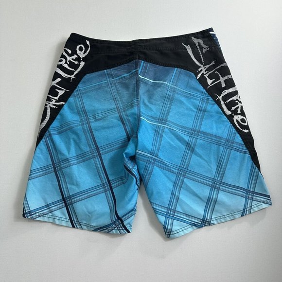 SALT LIFE Board Shorts Mens Size 36 Blue Black Stretch Beach Trunks Zip Pocket - Picture 4 of 8